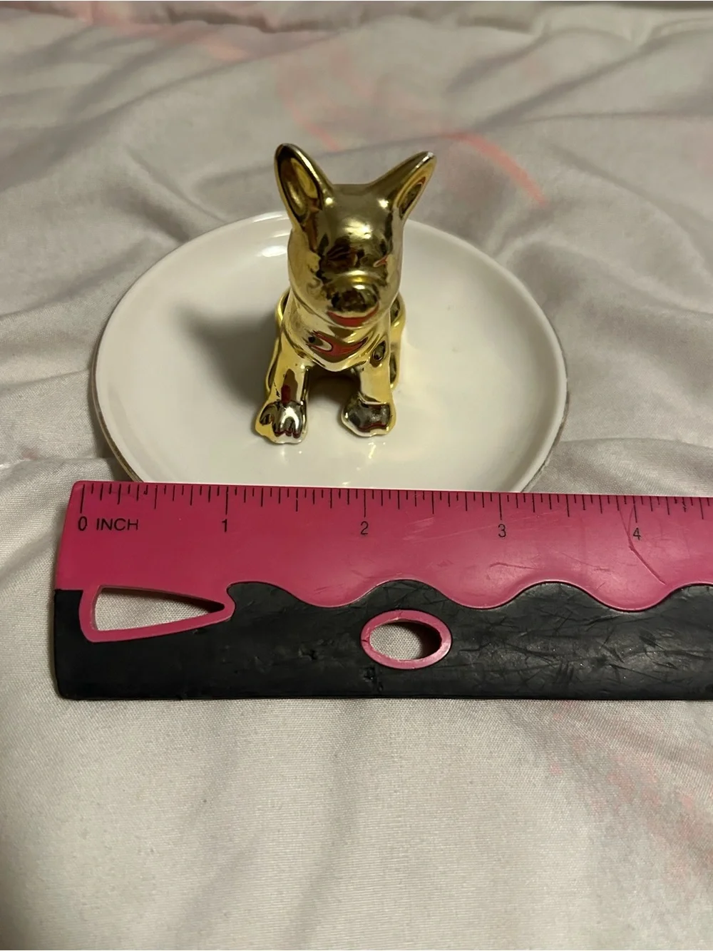 Gold Ceramic French Bulldog Ring / trinket dish